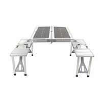 HUSHUI Panneau Solaire Portable 100 W avec Table en Aluminium Robuste et Quatre Tabourets pour le Camping et les Activités de Plein Air