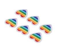 HUSHUI Patchs Coeur Arc-en-ciel, Broderie Mignonne, Décoration DIY pour la Couture, 6 Pièces pour Vêtements, Sacs, Chapeaux (Bordure blanche)