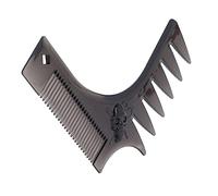 HUSHUI Peigne à Barbe Polyvalent avec Sculptures de Crâne Tendance pour Soigner et Coiffer les Poils du Visage N'importe où, Noir, 1 unité