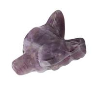 HUSHUI Pendentif Tête de Loup, Bijoux en Cristal Naturel avec Lustre étincelant pour Femmes et Hommes, Figurine de Loup élégante, Anniversaire (Violet)