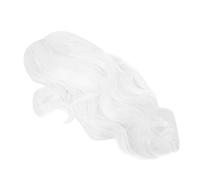 HUSHUI Perruque de Cosplay Père Noël Cheveux Synthétiques Longs Bouclés Blancs Ondulés pour Fête de Noël Halloween 1 Pièce