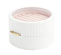 HUSHUI Petit Organisateur de Bijoux, Boîte de Rangement Portable Couleur Macaron Mignon pour Voyage et Cadeaux Hanches et Flanelle 1 unité (Blanche)
