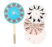 HUSHUI Phenakistoscope Bricolage Assembler Jouet pour Enfants Kit D'expérimentation Scientifique éducative 4 Pièces Papier et Bois Non Toxiques