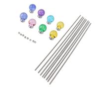 HUSHUI Piquets de Perles de Jardin en Acier Inoxydable, 8 Pièces, Bouchon en Cristal coloré, Piquets de Bricolage pour Décoration Extérieure, 12 Pouces