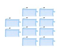 HUSHUI Piste de Crayon à Mailles en Nylon 10pcs, Sacs D'organisateurs en Papier A6 avec Dossiers de Fichiers de Documents Résistants à la Déchirure (Bleu)