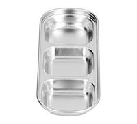 HUSHUI Plat à Sauce divisé, Assiette en Acier Inoxydable Durable pour les Repas et les Activités de Plein Air, sans Danger pour les Enfants (3 cavités)