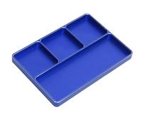 HUSHUI Plateau à Vis de Réparation RC, Organisateur D'outils Magnétiques en Alliage D'aluminium à 4 Grilles avec Tampon Magnétique, pour 1 10 1 8 RC Voiture Avion Hélicoptère Bateau (Bleue)