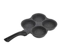 HUSHUI Poêle à Frire Antiadhésive en Aluminium à 4 Trous pour Petit-déjeuner, pour Crêpes, Omelettes, œufs, Poignée Ergonomique, 14,4x7,7x1,0 Pouces
