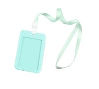 HUSHUI Porte-badge de Couleur Vive, Porte-carte d'identité étanche en ABS épais avec Lanière pour Usage Scolaire et en Entreprise (Vert Menthe)