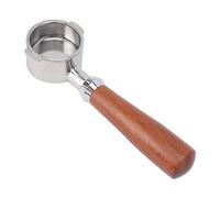 HUSHUI Porte-Filtre sans Fond de 51mm, Panier Filtre à café en Acier Inoxydable à 2 Oreilles avec Poignée en Séquoia, pour Machine Expresso