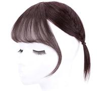 HUSHUI Postiche à Frange à Clipser 3D pour un Usage Quotidien et un Rendez-vous, Cheveux Synthétiques Haute Température, Type Dôme, Femme (Marron foncé)