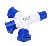 HUSHUI Prise de Courant Industrielle étanche, Connecteur Multifonctionnel 1 Entrée 3 Sorties pour Camps Extérieurs et Chantiers de Construction PA66 en Laiton 16A 220-250V