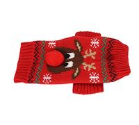 HUSHUI Pulls de Neige épais pour Chiens par Temps Froid, Joli Motif D'élan de Noël pour Chiens de Petite et Moyenne Taille, Fibre Acrylique, 1 Paquet (Rouge)