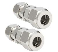 HUSHUI Raccord à Compression de Virole en Acier Inoxydable 304, Connecteur de Cloison Durable en 2 Pièces pour Applications à Haute Pression, adapté à la Conversion de Tube Dur en Tuyau (F12*8)