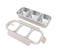 HUSHUI Récipient à Collation en Acier Inoxydable 304, Stockage des Aliments étanche et Réutilisable pour Enfants et Adultes 10,63x4,53x2,36 Pouces (Trois grilles)