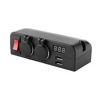 HUSHUI Répartiteur de Prise Allume-Cigare 3 en 1, Chargeur de Voiture USB Multifonction pour la Plupart des Voitures 12-24 V avec Voltmètre, ABS Durable, Taille 131,3 Mm