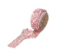 HUSHUI Ruban de Strass, 2 Cm de Largeur et 2 M de Longueur, coupé à N'importe Quelle Taille avec Support Adhésif, pour la Décoration de Vêtements, Cadeau de Bricolage, Robe de Soirée de (gravier rose)