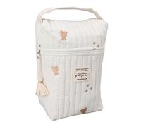 HUSHUI Sac à Couches brodé matelassé, Sac à Fermeture éclair pour Poussette de bébé en Coton avec Fermeture à Glissière Lisse pour Lingettes de Bouteille Sucette Jouets Voyage en Plein (Ourse)