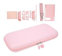 HUSHUI Sac de Protection pour Console de Jeu Portable avec Rangement pour , Accessoires Durables et Résistants aux Rayures, Comprend Un Protecteur D'écran en Verre trempé (Rose)