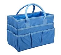 HUSHUI Sac de Rangement Artisanal de Grande capacité avec 10 Poches pour Le Rangement d'art et de Papeterie, Utilisation en Classe, Tissu Oxford 13x7,48x9,45 Pouces (Bleue)