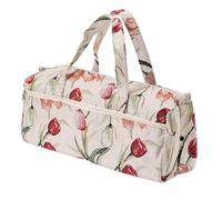 HUSHUI Sac de Rangement D'aiguilles à Tricoter Florales Faites à la Main avec Un Design Respirant pour Le Maquillage et Le Rangement de Voyage, Matériau de Chanvre en Tissu Durable (Jacquard Roses)