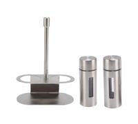 HUSHUI Salt Shaker en Acier Inoxydable avec Fenêtre Transparente Antigone Empreintes Bouteille D'assaisonnement Polyvalente pour Cuisine