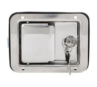 HUSHUI Serrure de poignée à fermeture éclair avec boutons, 140 x 108 mm en acier inoxydable - Serrure de boîte à outils - Miroir poli