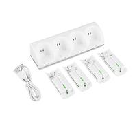 HUSHUI Station de Charge Blanche 4 en 1, Chargeur Multi-contrôleur Efficace pour Wii, Comprend 4 Batteries 2800 MAh pour Les Amateurs de Jeux (Batterie 2800mAh)