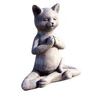 HUSHUI Statue de Chat Chien Bouddha Méditant, Zen en Pose de Prière - Décor pour Maison, Mémorial, Méditation et Yoga