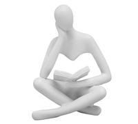 HUSHUI Statue de Lecture de Penseur, Figurine Assise en Résine Ornement d'art Abstrait pour la Décoration D'armoire de Salon (Blanc)