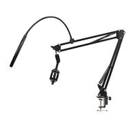 HUSHUI Support de Bras de Microphone Réglable NB35 avec Support Anti-choc et Filtre pour Enregistrement en Studio, Aluminium Noir, 1 unité