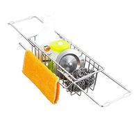 HUSHUI Support de Rangement pour évier, Support de vidange de Cuisine pour Organisateur d'évier télescopique en Acier Inoxydable pour Brosse éponge et Savon