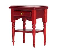 HUSHUI Table de Chevet Miniature en Bois pour Maison de Poupée 1:12, Accessoires de Chambre de Poupée, Couleur Acajou, Design écologique et Robuste