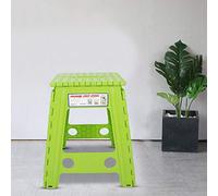 HUSHUI Tabouret en Plastique Portable, Chaise Pliable Antidérapante pour Usage Domestique et Extérieur, Taille 11,4 "X 8,7" X 17,7" (Point Blanc Vert Bonbon)