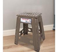 HUSHUI Tabouret en Plastique Portable, Chaise Pliable Antidérapante pour Usage Domestique et Extérieur, Taille 11,4 "X 8,7" X 17,7" (Café Noir à Taches Blanches)