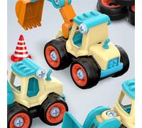 HUSHUI Véhicules de Construction pour Tout-Petits, Ensemble de Jeu Durable à Assembler, Voitures Jouets pour Enfants, Jeu d'apprentissage, 4 Unités ABS (Couleur Bonbon)