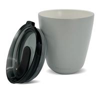HUSKEE Tasse à café en acier inoxydable de 237 ml - Tasse réutilisable, empilable et isotherme avec couvercle - Tasse de voyage doublée en céramique anti-déversement pour boissons chaudes, cadeau pour