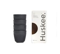 Huskee Tasse Anthracite 85g (4 Pièces) - Tasse à Café Réutilisable en Eco-composite Polymère avec Enveloppe de Café - 222g - 8 oz - Lavable en Machine
