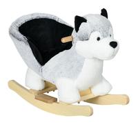 HOMCOM Husky à Bascule pour Enfants 18-36 Mois 60x33x50 cm Gris et Noir | Cheval à Bascule, Avec Musique, Poignées, Ceinture de Sécurité, Charge 40 kg