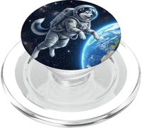 Husky Astronaute Chien Espace Terre Galaxie Scène PopSockets PopGrip pour MagSafe