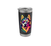 Husky avec Lunettes de Soleil Chien J'aime les Chiens Huskys Gobelet isotherme en acier inoxydable double paroi