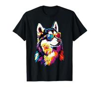 Husky avec Lunettes de Soleil Chien J'aime les Chiens Huskys T-Shirt