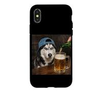 Husky Boire de la bière drôle Chien Husky sibérien Meme Coque pour iPhone X/XS
