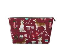Husky Candy Canes Bas Vacances Chien Ruby, Trousse de Maquillage Trousse à cosmétiques Trousse de Toilette de Voyage Portable Pochette de Toilette