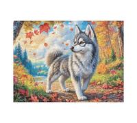 Husky Champ de Fleurs Animal de Compagnie Mignon Faune Sauvage Nature Sauvage Belle Puzzle 500 Pièces pour Adultes Amusant Stimulant Et Relaxant Idéal pour Passionnés De Puzzles Et Hobbies 500 PCS（5