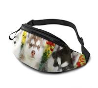 Husky Chiot Chiens Sac Banane avec Ceinture Réglable Sling Poche Bandoulière de Poitrine pour Voyage Randonnée Cyclisme Course à Pied