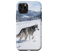 Husky Courir Neige Hiver Montagne Paysage Scène Extérieure Coque pour iPhone 11 Pro