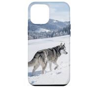 Husky Courir Neige Hiver Montagne Paysage Scène Extérieure Coque pour iPhone 12 Pro Max