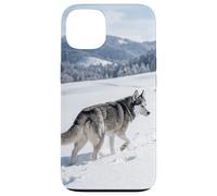 Husky Courir Neige Hiver Montagne Paysage Scène Extérieure Coque pour iPhone 13