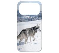 Husky Courir Neige Hiver Montagne Paysage Scène Extérieure Coque pour iPhone 17 Pro Max